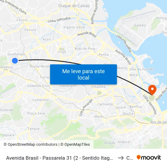 Avenida Brasil - Passarela 31 (2 - Sentido Itaguaí / Seropédica) to Caju map