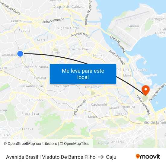 Avenida Brasil | Viaduto De Barros Filho to Caju map