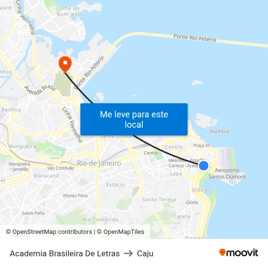 Academia Brasileira De Letras to Caju map