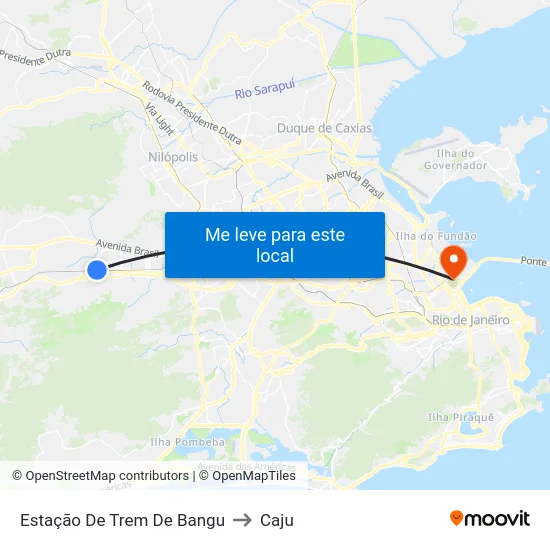 Estação De Trem De Bangu to Caju map
