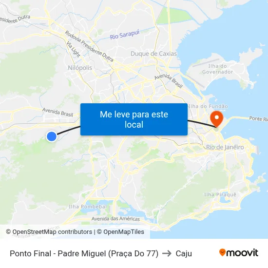 Ponto Final - Padre Miguel (Praça Do 77) to Caju map