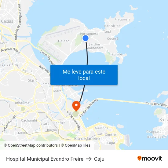 Hospital Municipal Evandro Freire to Caju map