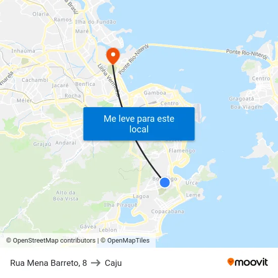Rua Mena Barreto, 8 to Caju map
