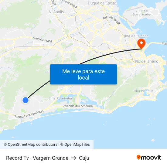 Record Tv - Vargem Grande to Caju map