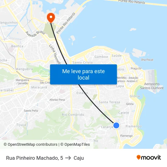 Rua Pinheiro Machado, 5 to Caju map