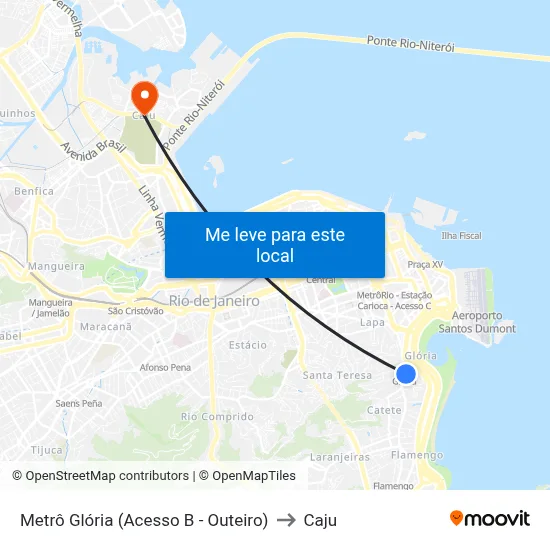 Metrô Glória (Acesso B - Outeiro) to Caju map
