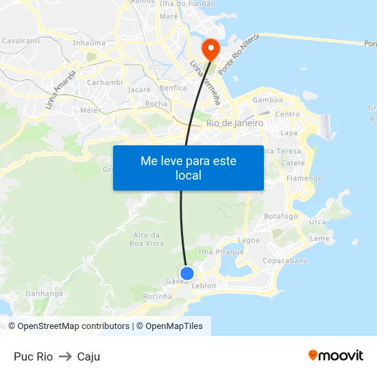 Puc Rio to Caju map