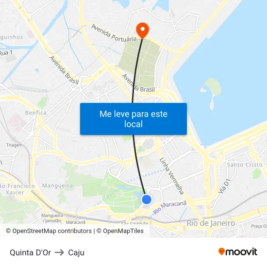 Quinta D'Or to Caju map