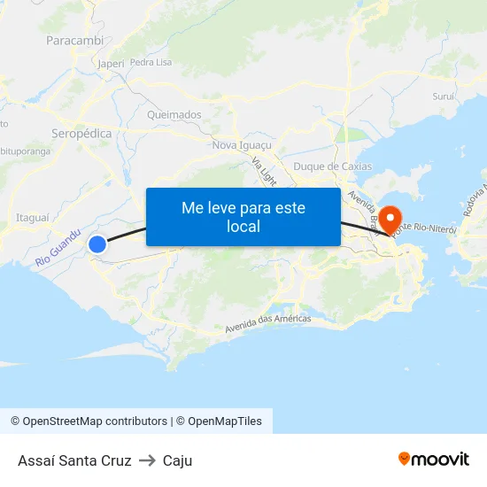 Assaí Santa Cruz to Caju map