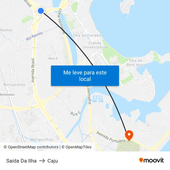 Saída Da Ilha to Caju map
