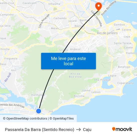 Passarela Da Barra (Sentido Recreio) to Caju map