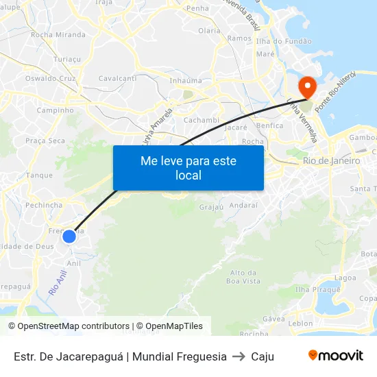 Estr. De Jacarepaguá | Mundial Freguesia to Caju map