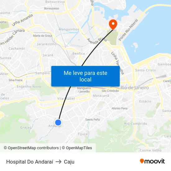 Hospital Do Andaraí to Caju map