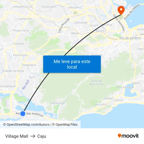Village Mall to Caju map