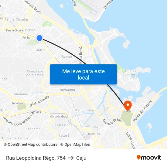 Rua Leopoldina Rêgo, 754 to Caju map