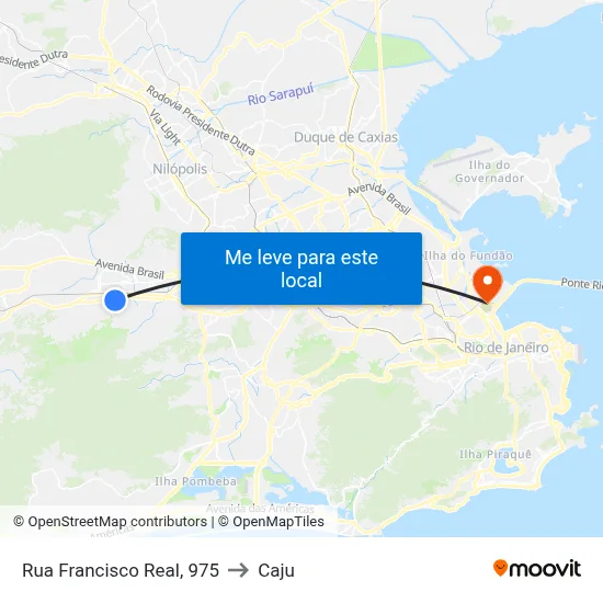 Rua Francisco Real, 975 to Caju map