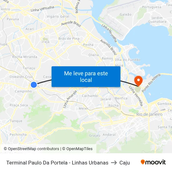 Terminal Paulo Da Portela - Linhas Urbanas to Caju map