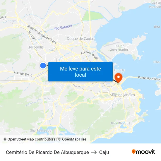 Cemitério De Ricardo De Albuquerque to Caju map