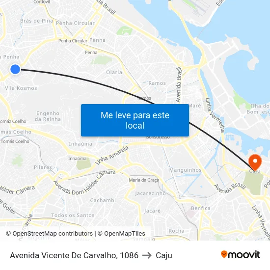 Avenida Vicente De Carvalho, 1086 to Caju map