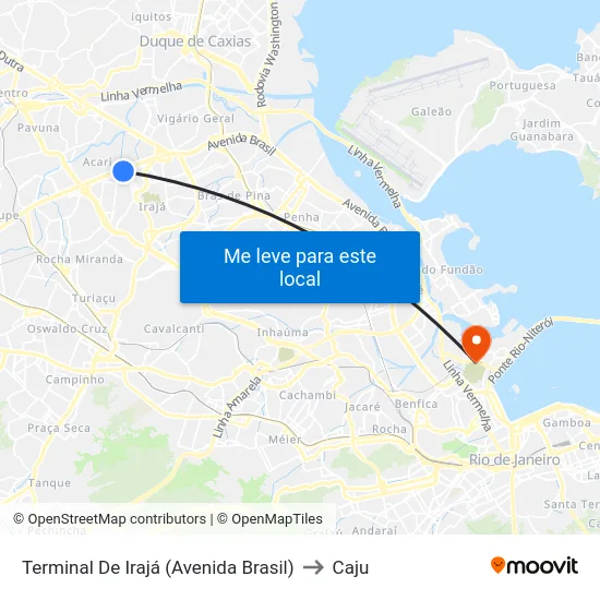 Terminal De Irajá (Avenida Brasil) to Caju map