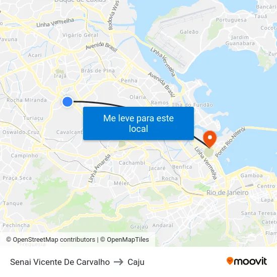 Senai Vicente De Carvalho to Caju map