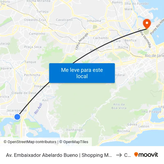 Av. Embaixador Abelardo Bueno | Shopping Metropolitano Barra to Caju map