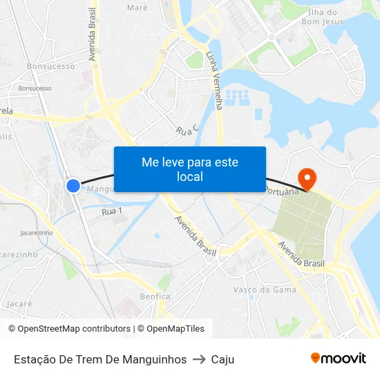 Estação De Trem De Manguinhos to Caju map