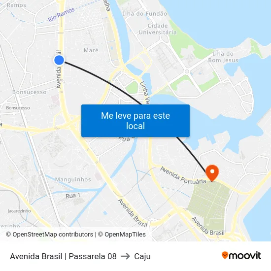 Avenida Brasil | Passarela 08 to Caju map