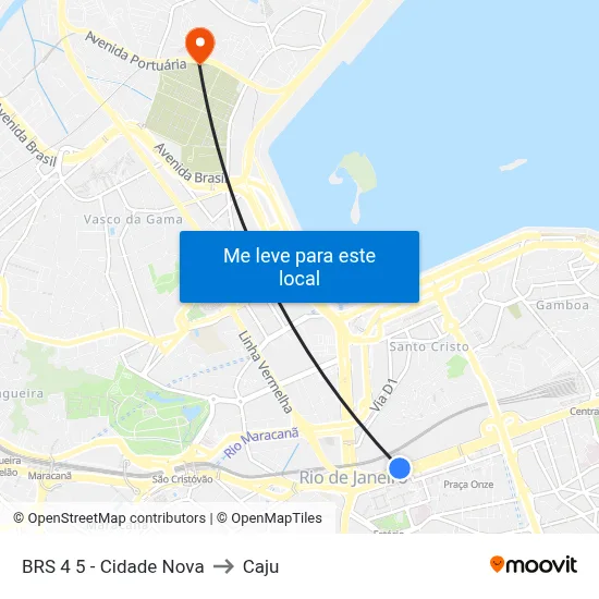 BRS 4 5 - Cidade Nova to Caju map