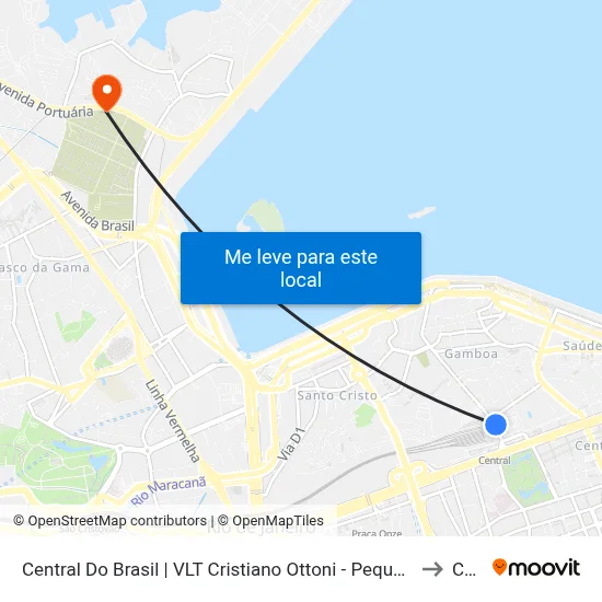 Central Do Brasil | VLT Cristiano Ottoni - Pequena África to Caju map