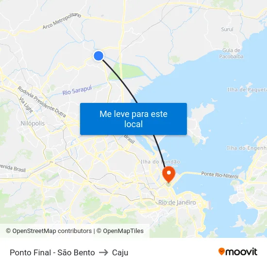 Ponto Final - São Bento to Caju map