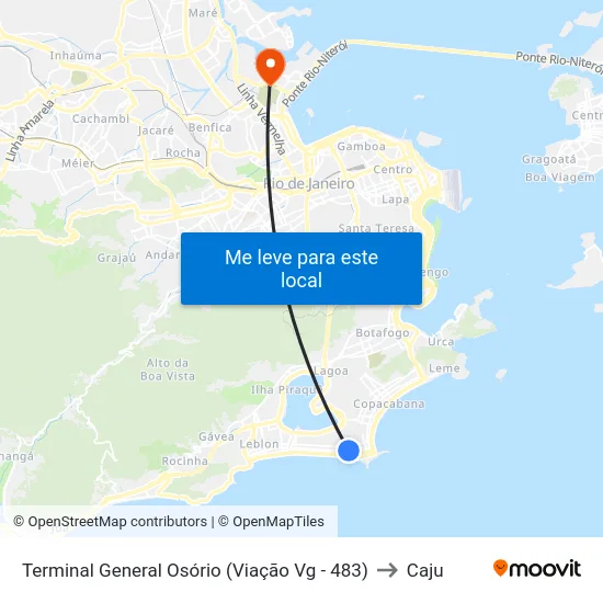 Terminal General Osório (Viação Vg - 483) to Caju map