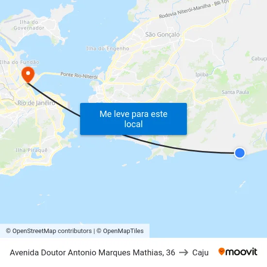 Avenida Doutor Antonio Marques Mathias, 36 to Caju map