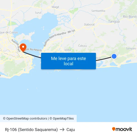 Rj-106 (Sentido Saquarema) to Caju map