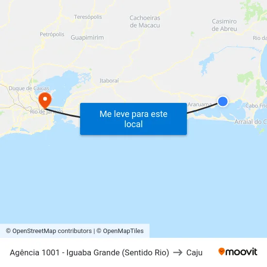 Agência 1001 - Iguaba Grande (Sentido Rio) to Caju map