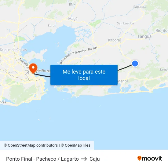 Ponto Final - Pacheco / Lagarto to Caju map