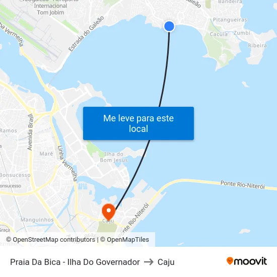 Praia Da Bica - Ilha Do Governador to Caju map