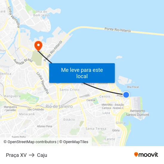 Praça XV to Caju map