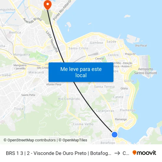 BRS 1 3 | 2 - Visconde De Ouro Preto | Botafogo Praia Shopping to Caju map