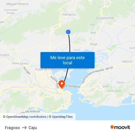 Fragoso to Caju map