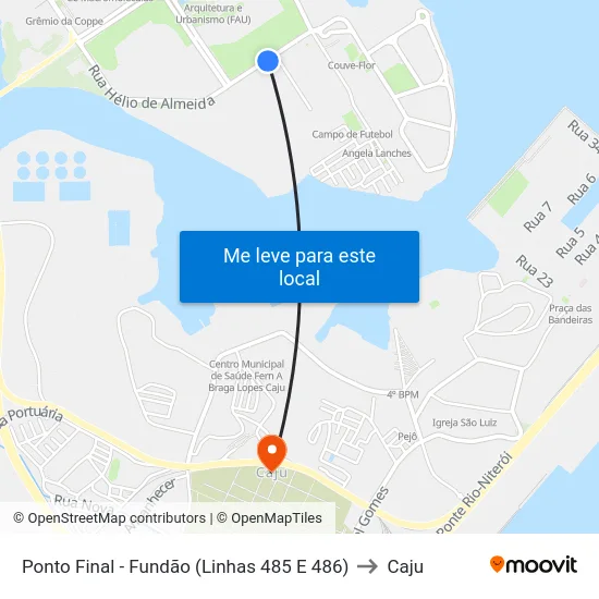 Ponto Final - Fundão (Linhas 485 E 486) to Caju map