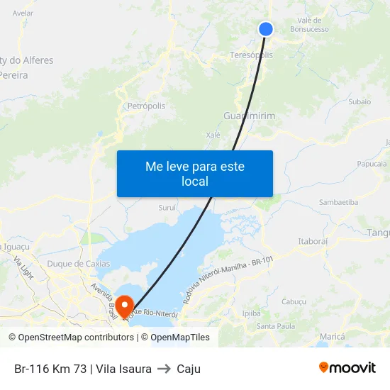 Br-116 Km 73 | Vila Isaura to Caju map