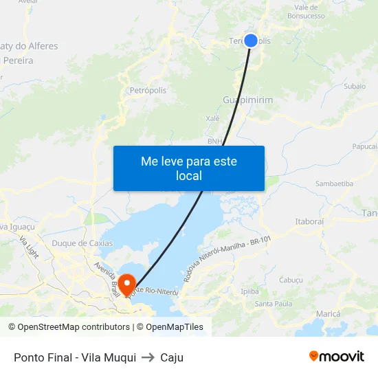 Ponto Final - Vila Muqui to Caju map