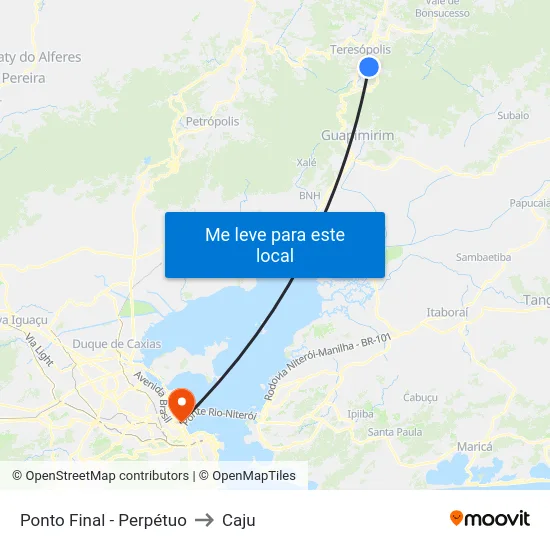 Ponto Final - Perpétuo to Caju map
