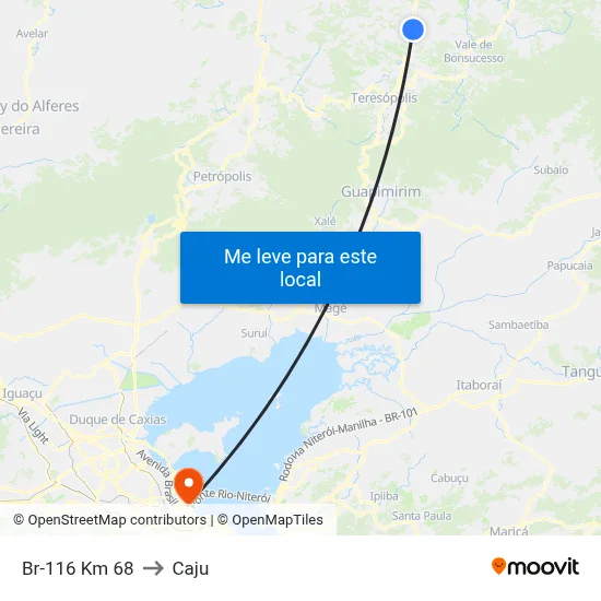 Br-116 Km 68 to Caju map