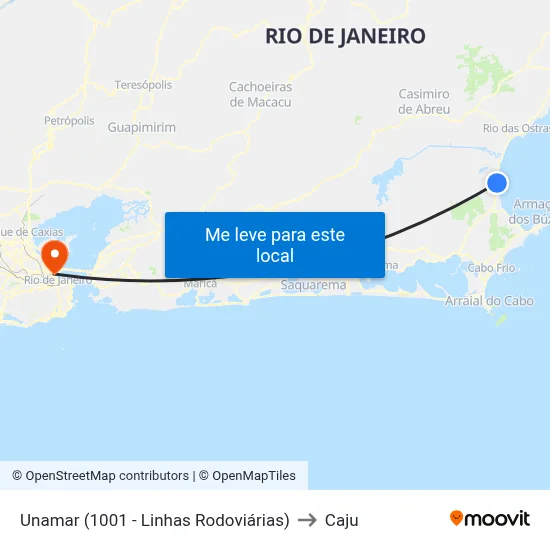 Unamar (1001 - Linhas Rodoviárias) to Caju map
