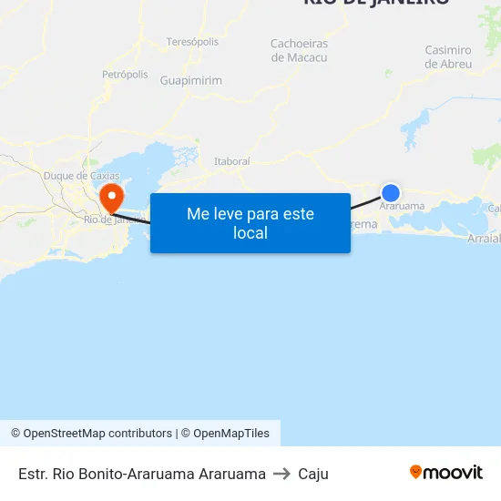 Estr. Rio Bonito-Araruama Araruama to Caju map