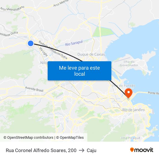 Rua Coronel Alfredo Soares, 200 to Caju map