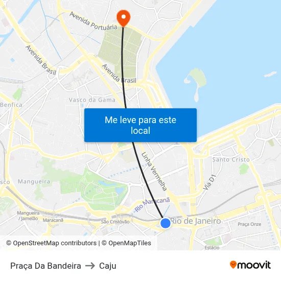 Praça Da Bandeira to Caju map