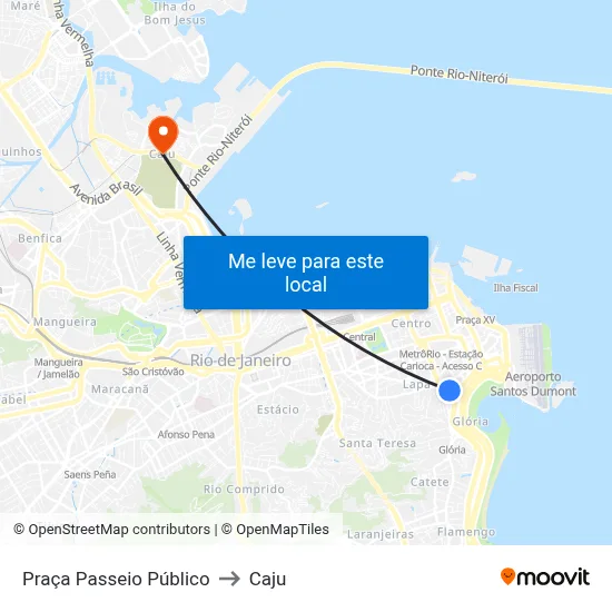 Praça Passeio Público to Caju map